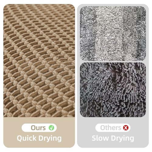 TYUU Waffle Bath Mat, Boho Bathroom Rugs Non Slip Washable, 30x20 Khaki | Super Absorbent Quick Dry Bath Rug, Non-Slip Backing, Soft Waffle Boho Farmhouse Bathroom Mats, Tub, Shower & Home Decor