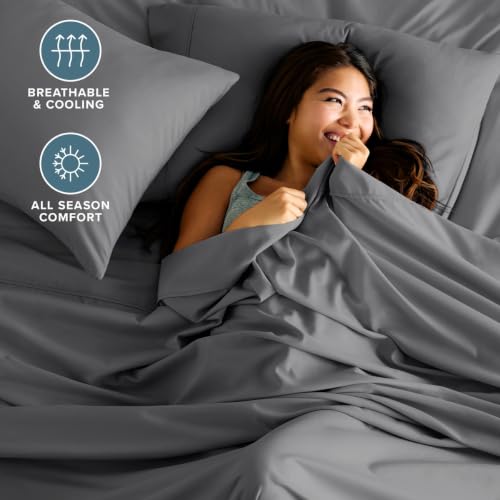 Bare Home Queen Sheet Set - 1800 Ultra-Soft (Queen, Grey) | Deep Pockets 6 to 15 Inches, Breathable, Hypoallergenic, Hotel Luxury, Easy Fit, Soft, All-Season