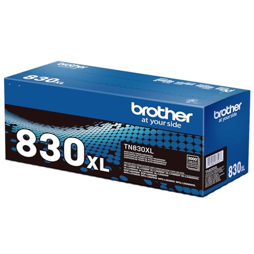 Brother TN830XL Toner Cartridge, Genuine Black High Yield | Compatible with DCP-L2640DW and HL-L2460DW; yields up to 3,000 pages for monochrome laser printers