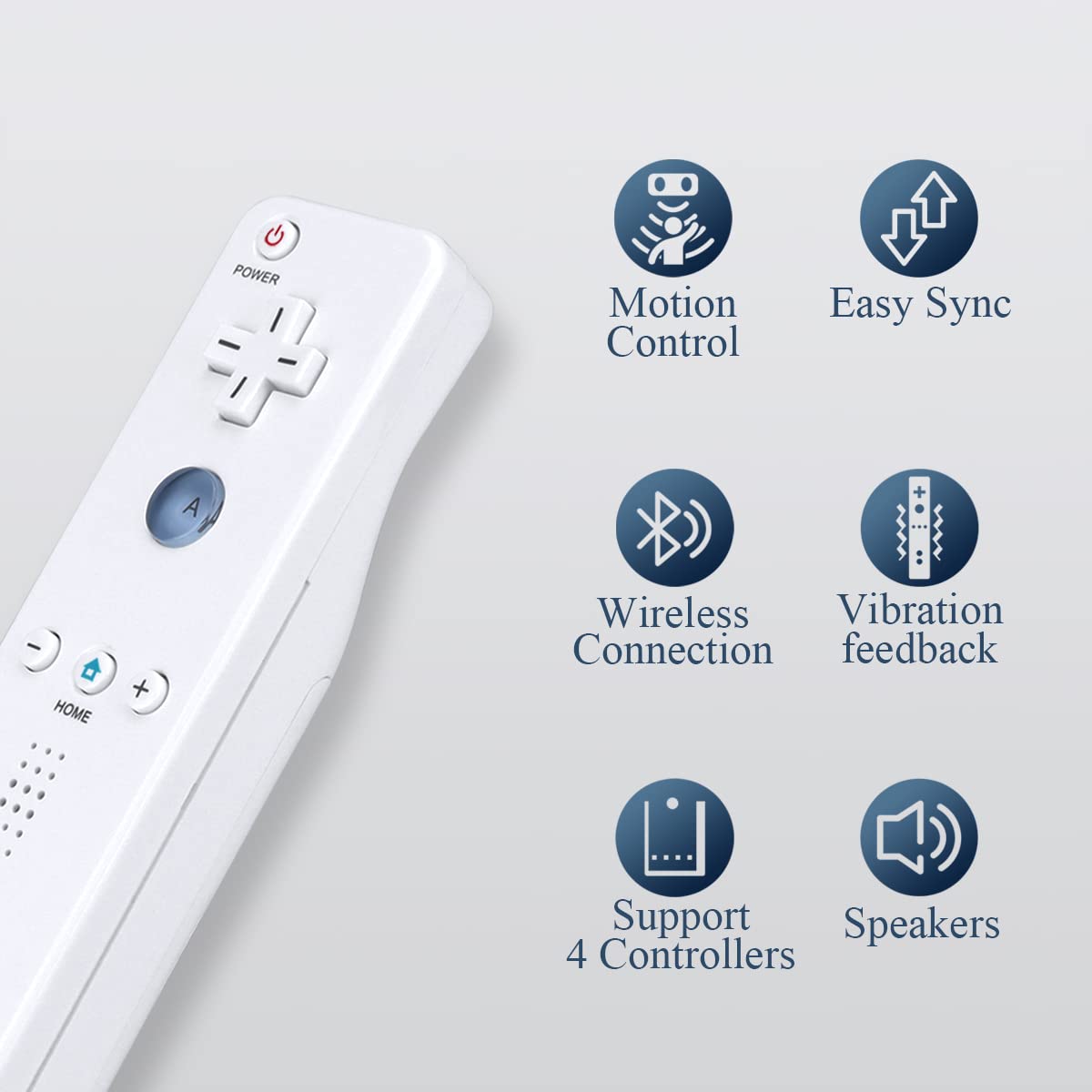 FASIGO Remote Controller with Nunchuck, Compatible with Nintendo Wii/Wii U | 2 Pack, White