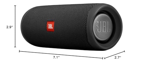 JBL FLIP 5, Waterproof Portable Bluetooth Speaker, Black, Small | Sounds better than ever, Bring the party anywhere, Make a splash with IPX7 waterproof design, A rainbow of colours