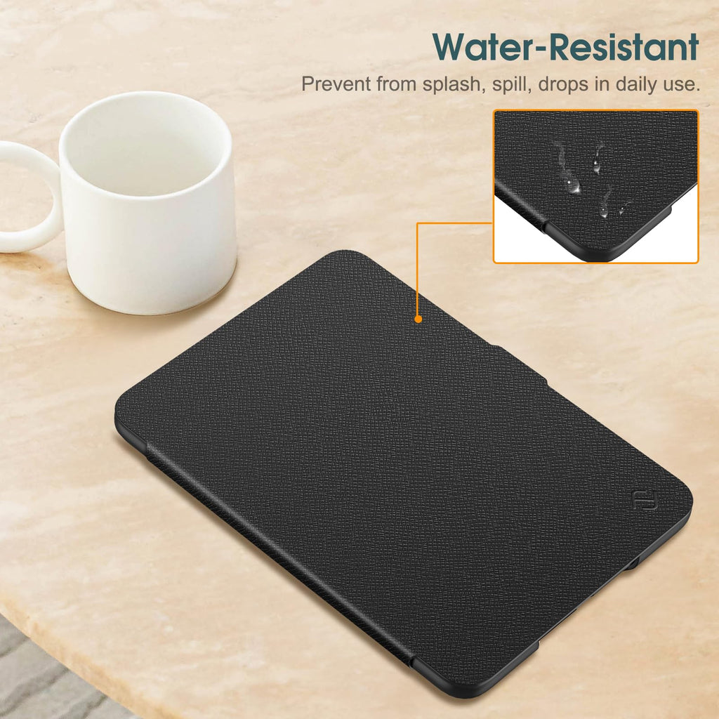 Fintie Slim Case for 7" Kindle Paperwhite 12th Gen 2024 & Kindle Colorsoft | Lightweight PU Leather Hard Back Shell Cover, Magnetic Closure, Auto Wake/Sleep, for Kindle Paperwhite 2024, Black