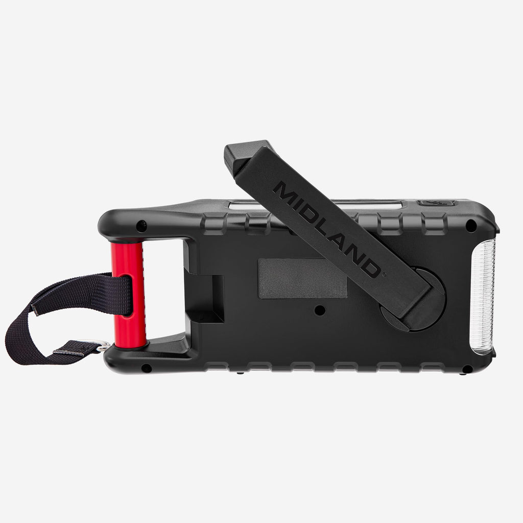 Midland - ER310PRO, Portable Emergency Bluetooth Weather AM/FM Radio | 10,000 mAh Power Bank - Multiple Power Sources, SOS Flashlight, Ultrasonic Rescue Dog Siren, & NOAA Weather (Red/Black)