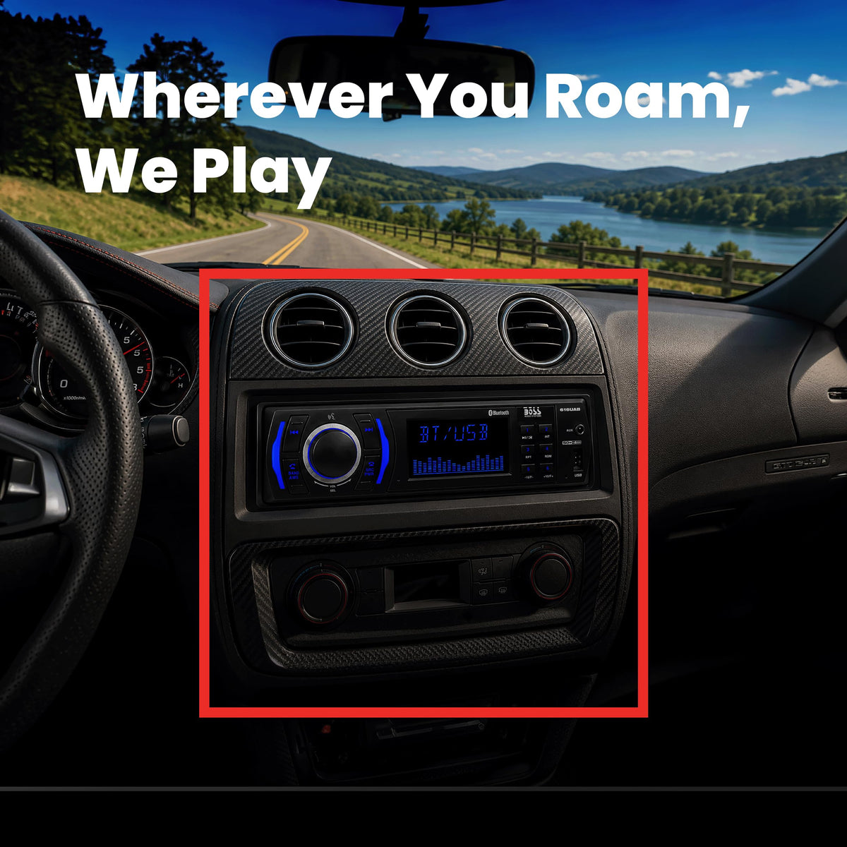 BOSS Audio Systems 616UAB Single DIN Bluetooth Car Stereo, No DVD, USB