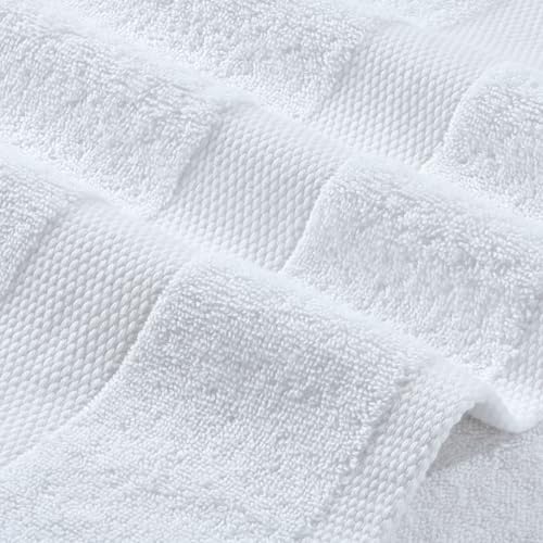 White Bath Towels 24x50 Inch, 6 Pack - Extra Absorbent Cotton Towel Set for Bathroom