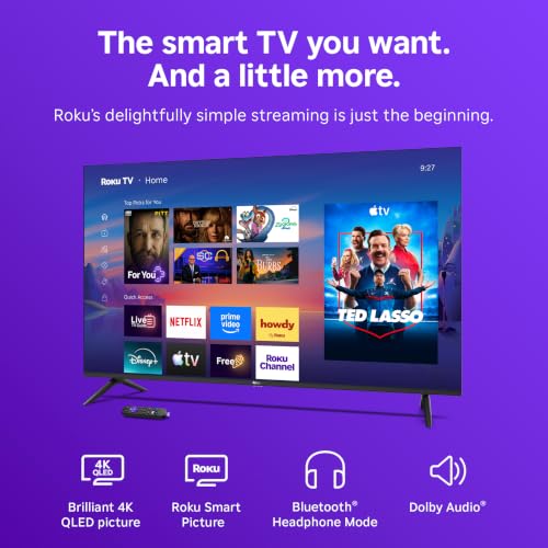Roku 55-Inch Select Series Smart TV 2026-4K (2160p) QLED TV TV | Flat Screen QLED Television with Voice Remote, Wi-Fi & Bluetooth Headphone Mode - Streaming Live Local News, Sports, & Movies