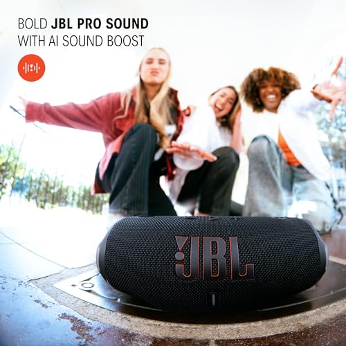JBL Charge 6 - Portable Waterproof & DropProof Bluetooth Speaker (Black) | Powerful JBL Pro Sound with AI Sound Boost, Up to 28 hours of playtime, Built-In Powerbank, Multi-speaker connection