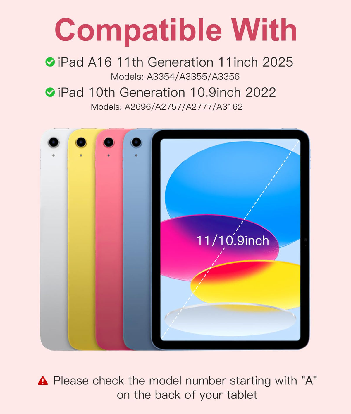 Hamile for iPad A16 11th 10th Generation Case with Keyboard - Wireless | Backlit Detachable Folio Keyboard Cover, Pencil Holder, for iPad A16 11-inch 2025 10th Generation 10.9 Inch 2022, Pink