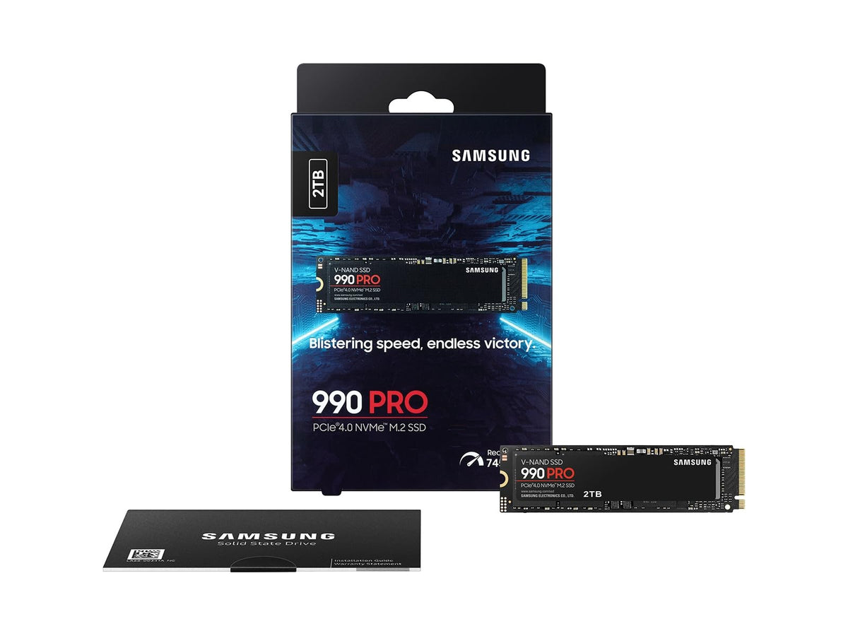 Samsung SSD 990 PRO 2TB, PCIe 4.0 M.2 2280, Up to 7,450 MB/s | NVMe Internal Solid State Hard Drive for High End Computing, Gaming, and Heavy Duty Workstations, (MZ-V9P2T0B/AM)