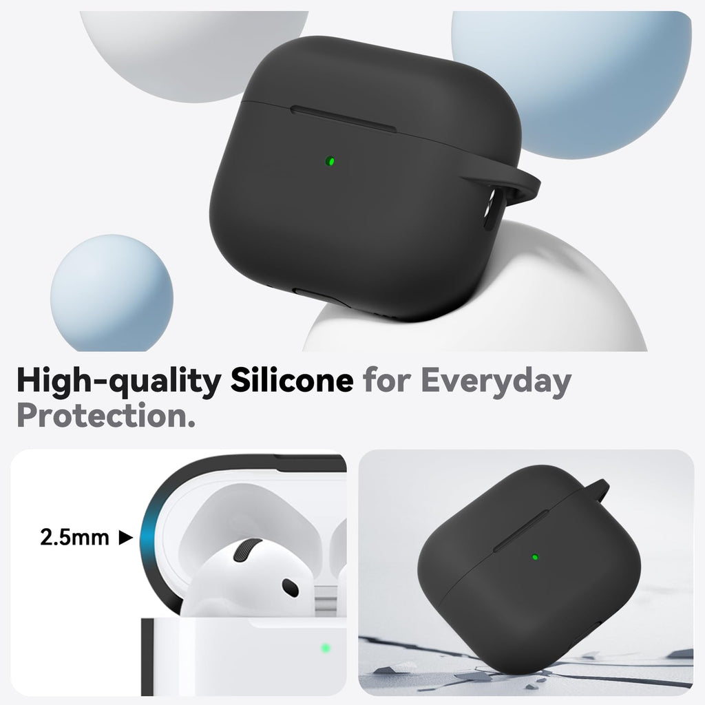 Ljusmicker for AirPods 5/4 Case (2026/2024) with Cleaner Kit,Black | Soft Silicone Protective Cover for Apple AirPods 5 Case/AirPods 4 Case with Keychain for Women Men,Supports Wireless Charging