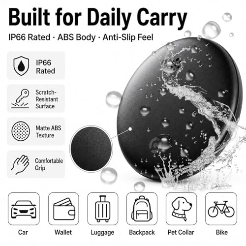 RGIMF GPS Tracker for Vehicles No Subscription, iOS & Android Dual System | Precise Location Car Tracker Tag, IP66 Bluetooth Tracker Device for Key, Luggage, Wallet, Kid and Pet (2-Pack)