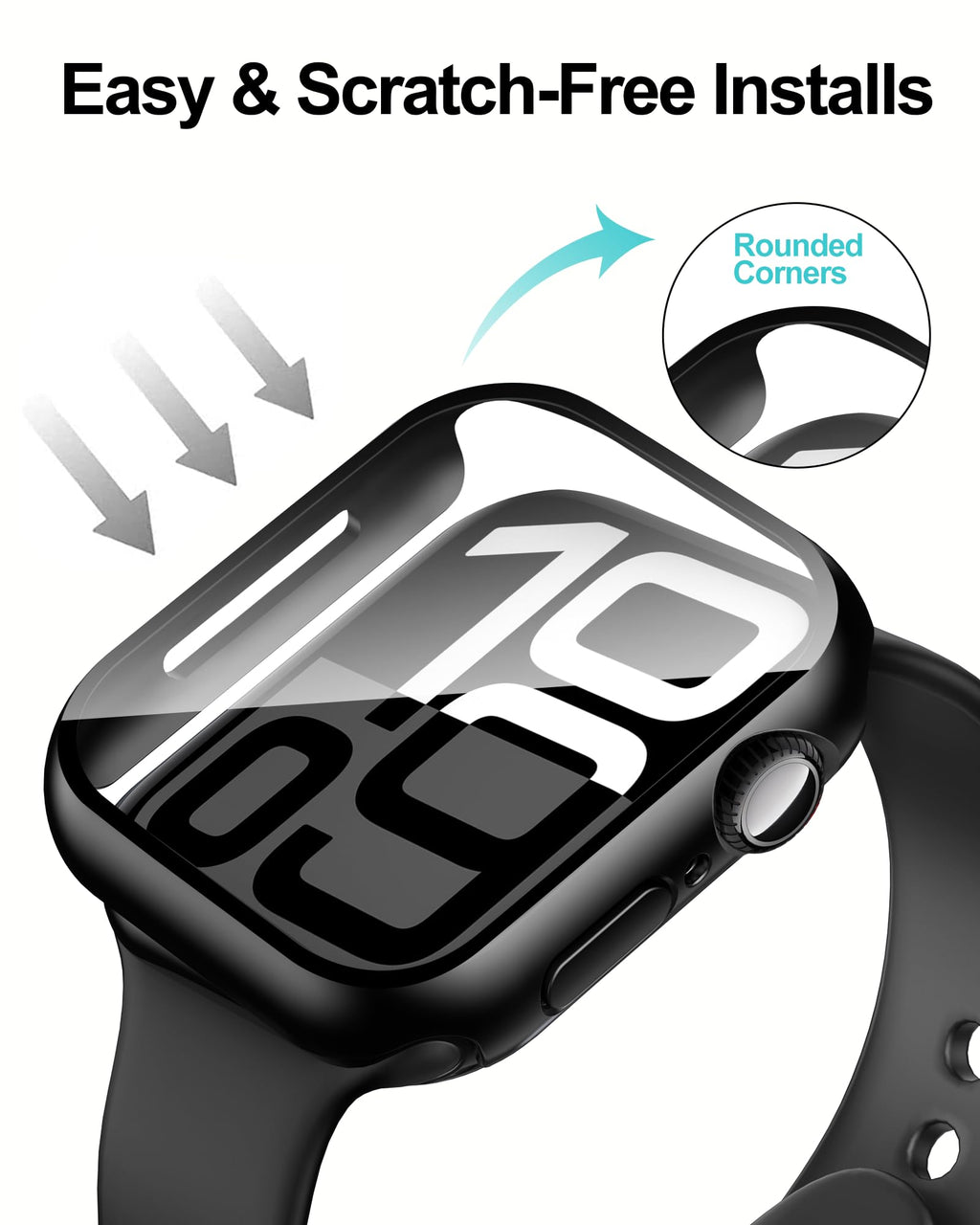 Smiling 2 Pack Case Built in Tempered Glass Screen Protector Compatible with Apple Watch Series 11 (2025)/Series 10 46mm, Hard PC Case Overall Protective Cover- Black