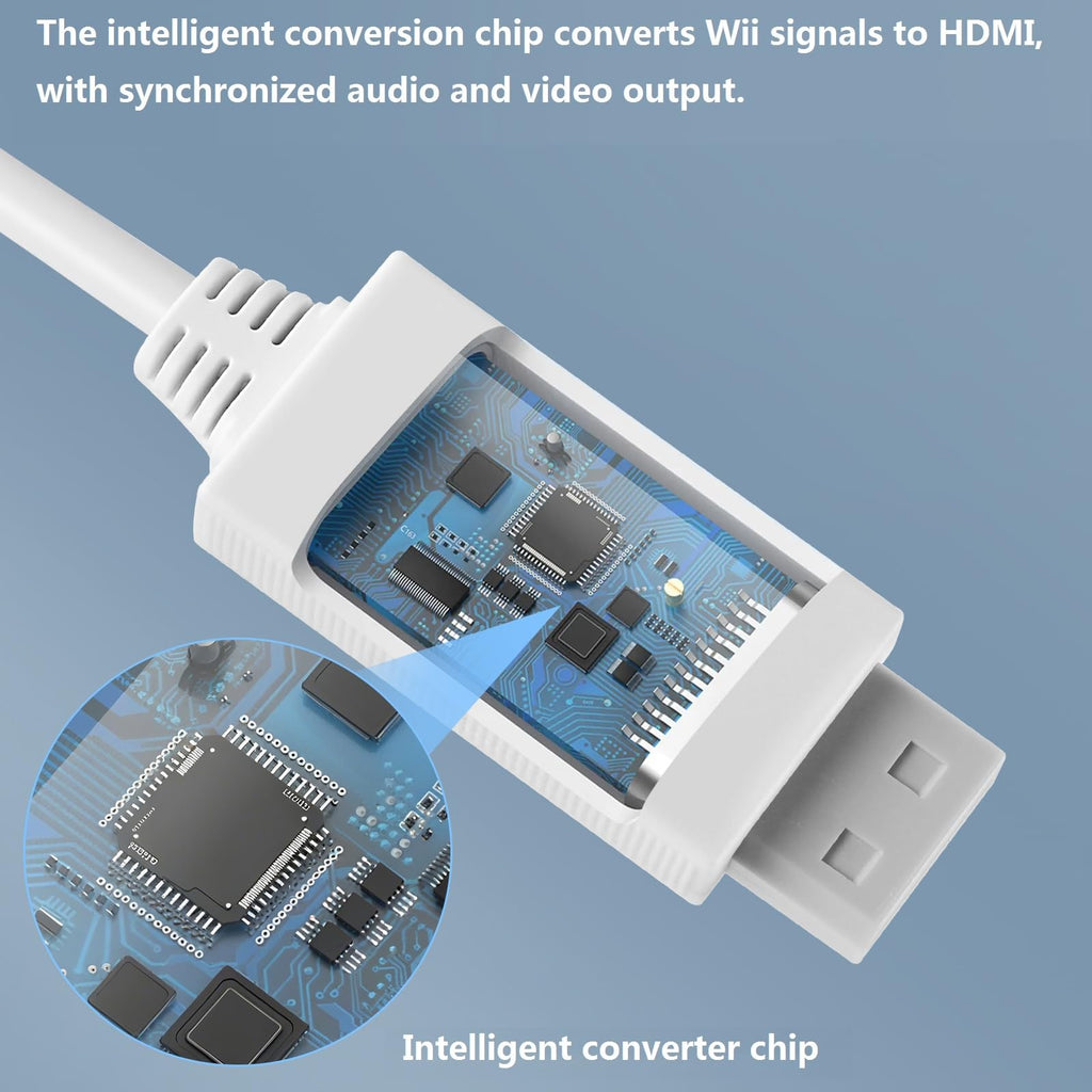 HOXIBSL 5ft WII to HDMI Converter Cable Adapter,for use with Full HD 1080P Devices with an HDMI Port,Compatible with WII,U,HDTV, Monitor (White)