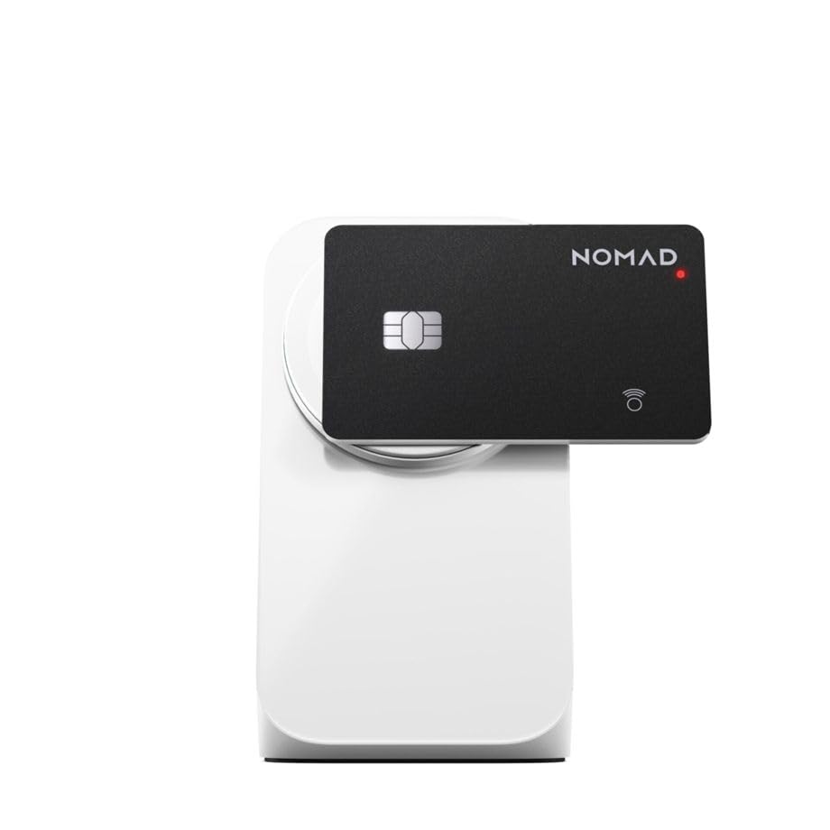 Nomad Tracking Card Pro Black, Premium Wallet Tracker with Apple Find My, 16-Month Battery Life, IPX7 Waterproof, Polycarbonate and Aluminum Design, TSA Approved, Wireless Rechargeable, iOS Only