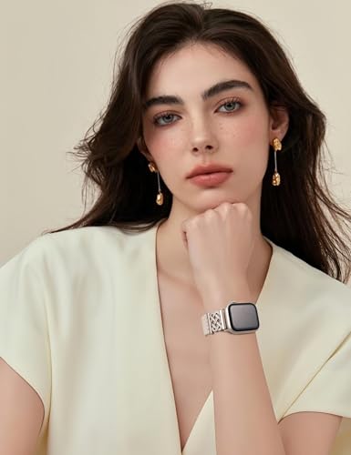Braided Stretchy Band with Magnetic Clasp for Apple Watch Bands Women Men | 38/40/41/42/44/45/46/49mm, TOYOUTHS Dressy Celtic Metal, Elastic Strap, for iWatch Series 12 11 10 9 8 7 6 5 SE/Ultra 4 3 2 1