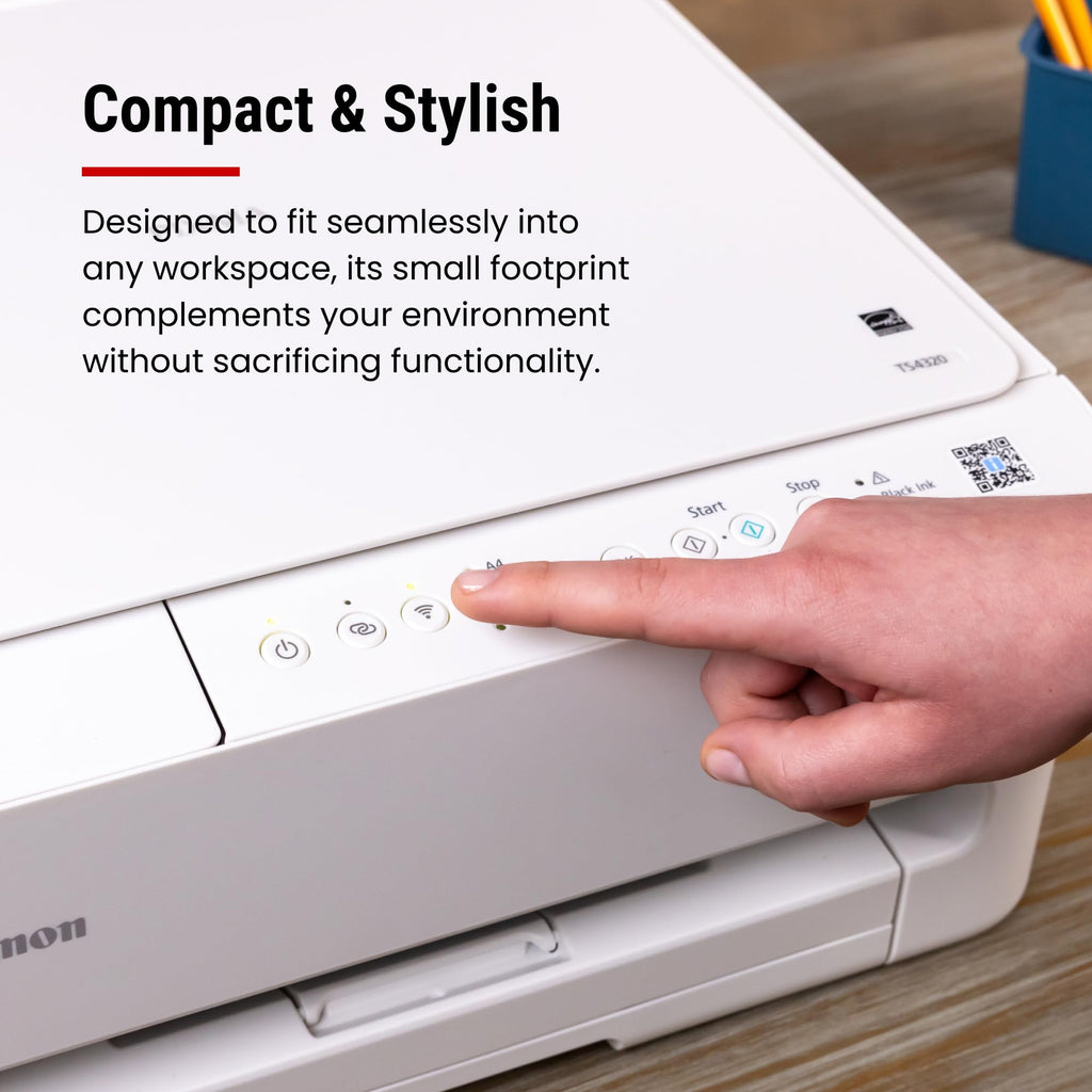 Canon PIXMA TS4320 – Wireless Color Inkjet Printer with Print, Copy, Scan | Cost Efficient Multi-Function Photo Printer, Copier, Scanner for Home Use, Compact Design, Easy Setup