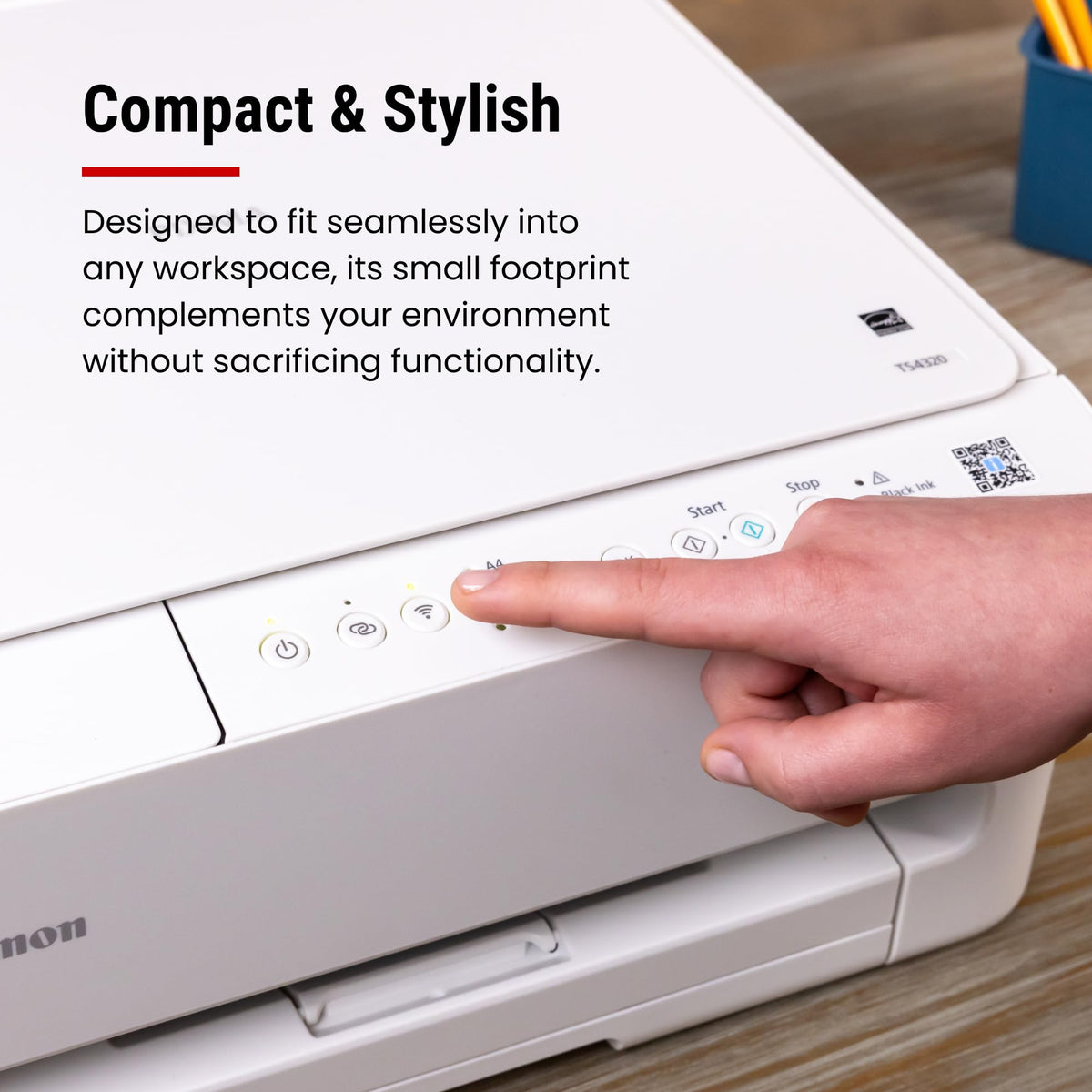 Canon PIXMA TS4320 – Wireless Color Inkjet Printer with Print, Copy, Scan | Cost Efficient Multi-Function Photo Printer, Copier, Scanner for Home Use, Compact Design, Easy Setup