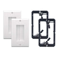 VCE Brush Wall Plate Cable Pass Through with Bracket, White, 2-Pack