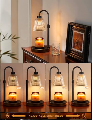 Innqoo Candle Warmer Lamp with Timer Home Decor Birthday Gifts for Women | Dimmable Candle Warmer for Jar Candles, Height Adjustable Wax Warmer,Halloween Decorations House Warming Gifts New Home