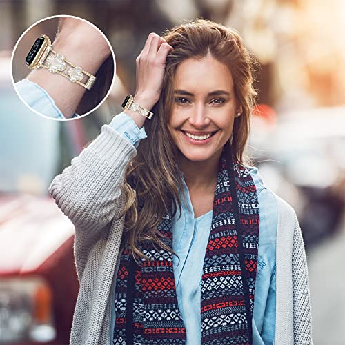 Musk-MSKR Diamond Metal Bands Add Sparkle to Your Watch For Apple Watch Series 11/10/9/8/7/6/5/4/3/2/SE/Ultra Clover Simple and Stylish Compatible with 38mm40mm41mm42mm44mm45mm 46mm49mm Women's Wear