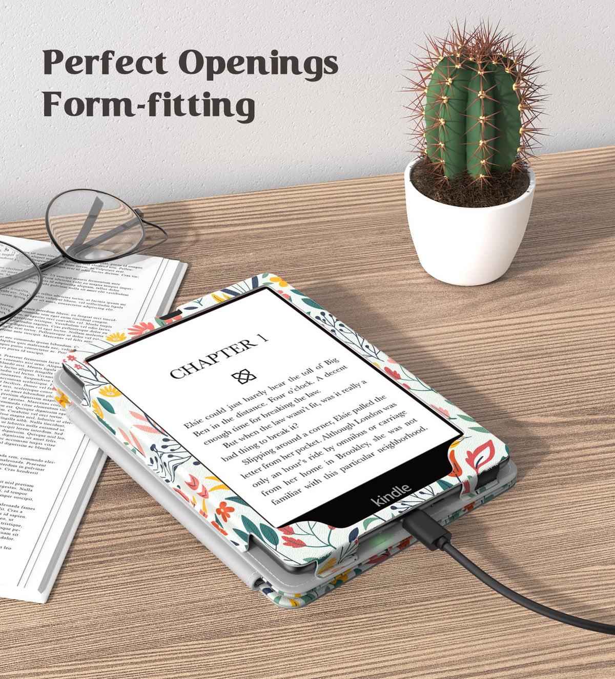 Moko Case for 7"/6.8" Kindle Paperwhite 12/11th Gen & Kindle Colorsoft for Signature Edition 2024, Slim PU Shell Cover with Auto-Wake/Sleep, Flowers