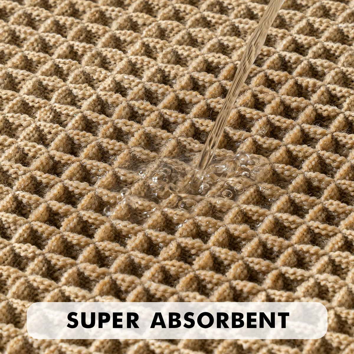MIULEE Set of 2 Waffle Bathroom Rugs Boho Bath Mat Brown 18x30 Inch | Non Slip, Super Absorbent, Washable, Ultra Soft, Rubber Backed Bath Rugs for Bathroom Floor Tub Shower