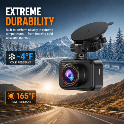 Dash Cam Front and Rear for Cars, 2.5K+1080P Dual Camera with 2" Screen | WDR Night Vision, 170° Lens, G-Sensor, Loop Recording, 360° Mount, Mini Design, 256GB Max, 24H Parking, SD Card Not Included