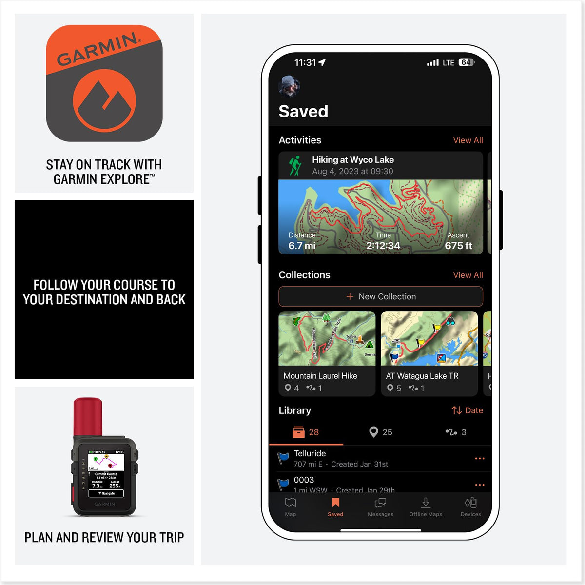 Garmin inReach® Mini 3 Plus, SOS Satellite Communicator | Photo, Voice & Text Messaging Beyond Cell Service, Global Coverage, Color Touchscreen Display, Active Subscription Required