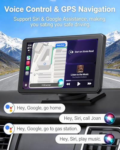 Carplay Screen for Car, 7" Wireless Apple Carplay & Android Auto | Car play with 1080P Backup Camera, GPS Navigation, Voice Control, Mirror Link, FM/AUX Audio, Plug & Play