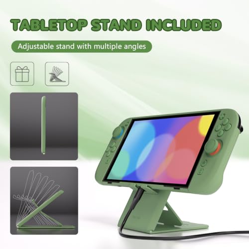 PlayVital Hard Case for Nintendo Switch 2 with Extra Stand & Thumb Grip Caps | Split Design, Dockable Protective Full-Body Shell Cover for Nintendo Switch 2 | Solid Color Series, Matcha Green