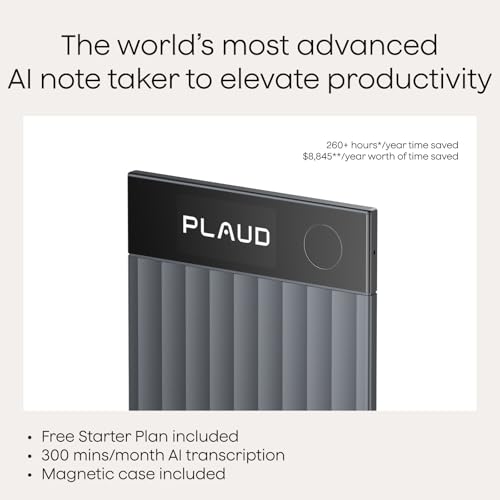 Plaud Note Pro AI Voice Recorder Transcribe & Summarize for Meetings Calls | AI Note Taker for Professionals & Teams, Productivity, 112 Languages, Ultra-Slim, InstantView Display, Case Included, Black