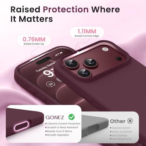 GONEZ for iPhone 18 Pro-Max Case/17 Pro Max Case, Compatible with MagSafe | Burgundy, Screen Protector, Full Camera Protection, Premium Silicone Cover Shockproof Drop Protection Slim Phone Case