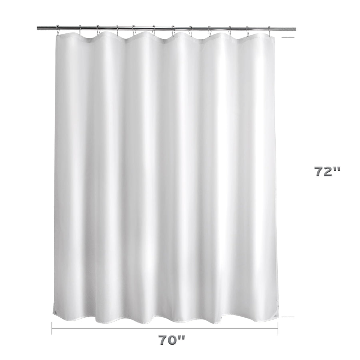 Titanker Waterproof Fabric Shower Curtain Liner Washable, Cloth Shower Liner with Magnets, White Shower Liner Soft Fabric, Lightweight Shower Curtain Liner, 70x72 Inches