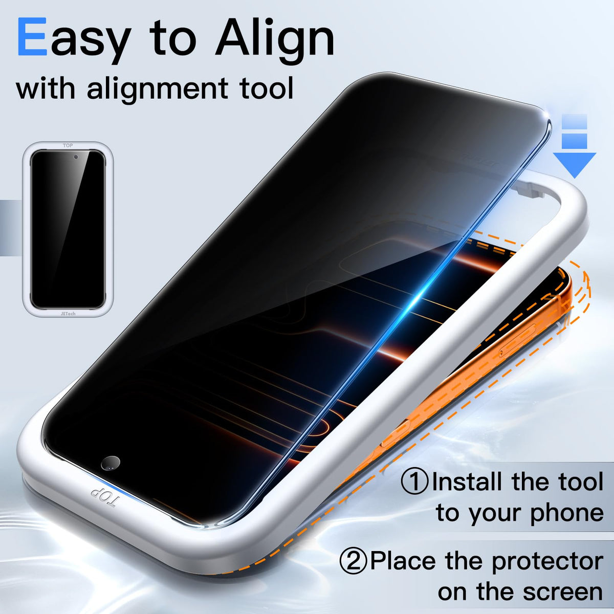 JETech Privacy Screen Protector for iPhone 17 Pro Max, 2-Pack