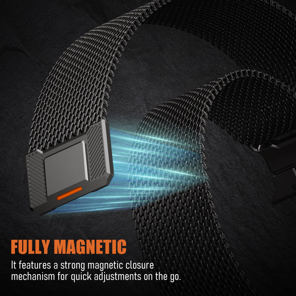 Milanese Loop for Apple Watch Ultra 4/3/2 Band 49mm 40/41/42/44/45/46mm Men | Tactical Mecha Strap,Military-Grade Design,Magnetic Metal Mesh Wristband,iWatch Ultra 2/3/4 Series 12/11/10/9/8/7/6/5/4 SE