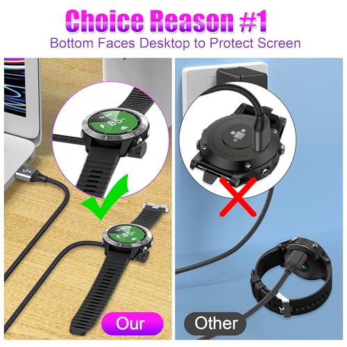 AGVEE 2 Pack 3.3ft Charger for Garmin Watch, L-Shape Charging Cable | For Approach, BarkLimiter, D2, Enduro, Epix, Fenix, Forerunner, Instinct, Quatix, Tactix, Venu, Vivoactive, Vivomove