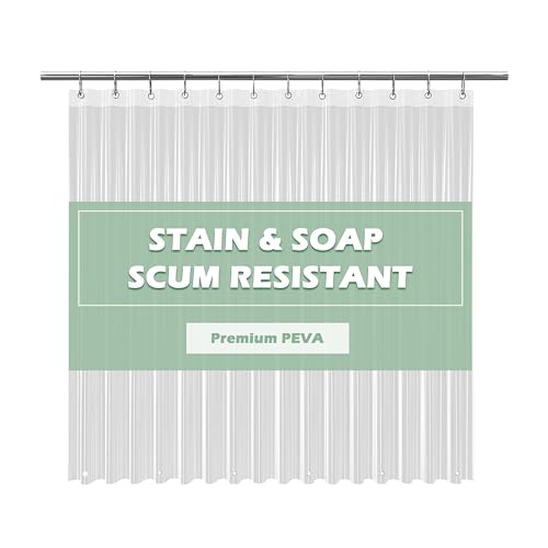 EHZNZIE Crystal Clear Shower Curtain Liner 72x72, PEVA Waterproof Bath Curtain, No Chemical Smell, 3 Weighted Magnets, Durable with Rustproof Metal Grommets