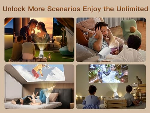 [Built-in Apps & 2026 Upgraded] Mini Projector with Wi-Fi 6 & Bluetooth 5.4, 1080P 4K Support Full HD, Auto Keystone 360° Portable Home Cinema Smart Projector for iOS/Android X1