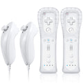 FASIGO Remote Controller with Nunchuck, Compatible with Nintendo Wii/Wii U | 2 Pack, White