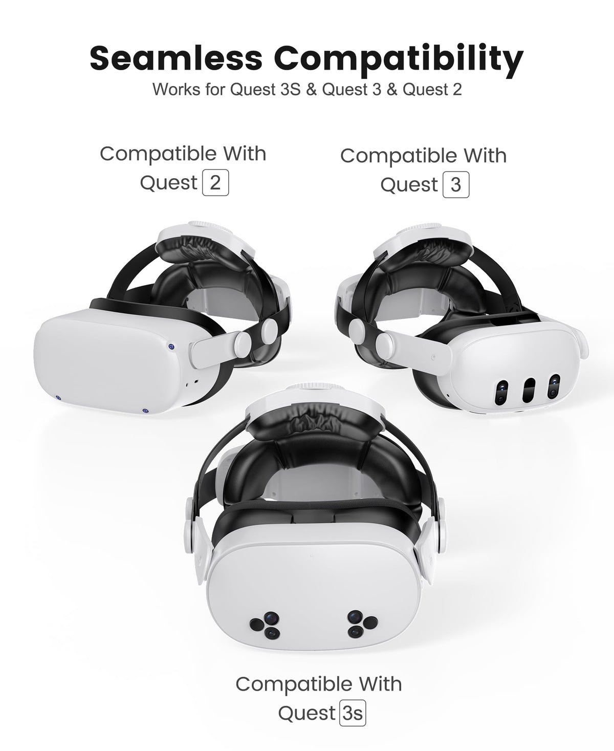 Kawaye for Meta Quest 3S/Quest 2/Quest 3 Head Strap, Double Knobs Adjustable Elite Strap Replacement,VR Headset Strap with Two Large Support Pad Enhanced Support, Reduce Pressure