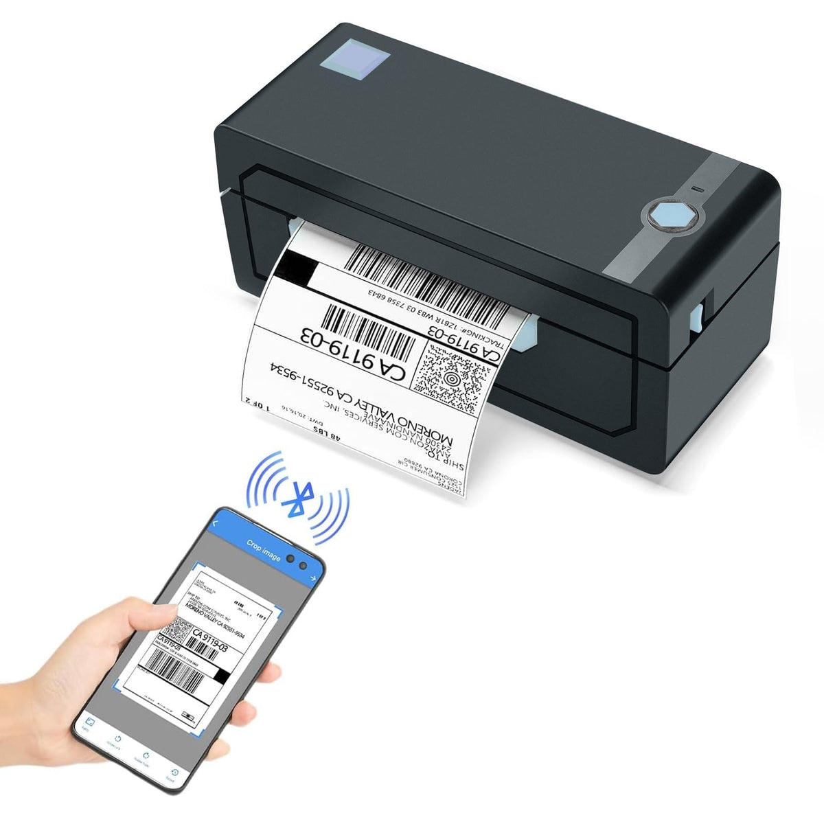 JADENS Bluetooth Thermal Shipping Label Printer, Wireless 4x6 Label Printer | Compatible with Android, iPhone, Windows & Mac, Widely Used for, Amazon, Shopify, Etsy, USPS(Blue)