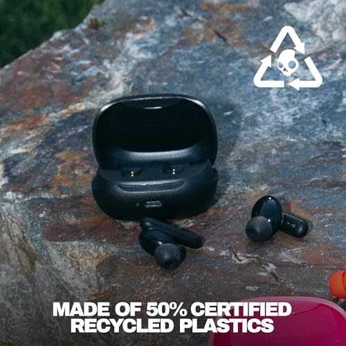 Skullcandy Smokin’ Buds Wireless Noise Isolating Earbuds - True Black | In-Ear Fit, Bluetooth, 20 Hours Battery, IPX4 Sweat and Water Resistant, Microphone for iPhone Android, Commuting, Studying
