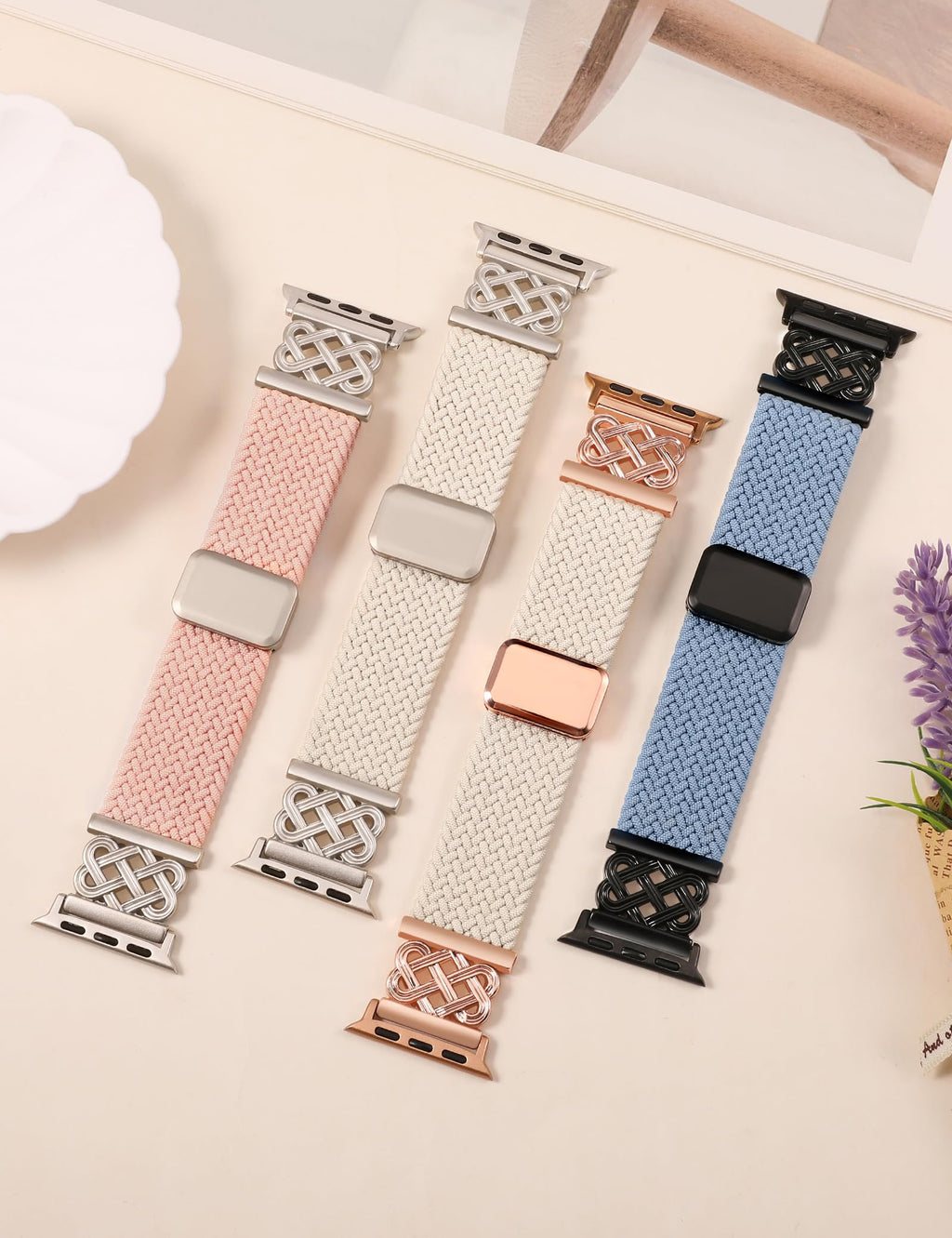 Braided Stretchy Band with Magnetic Clasp for Apple Watch Bands Women Men | 38/40/41/42/44/45/46/49mm, TOYOUTHS Dressy Celtic Metal, Elastic Strap, for iWatch Series 12 11 10 9 8 7 6 5 SE/Ultra 4 3 2 1