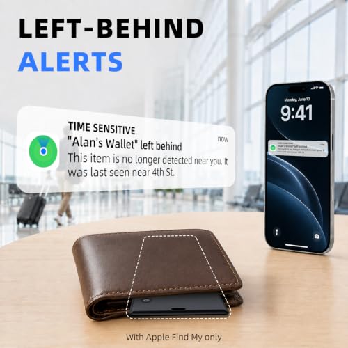 UQO Wallet Tracker Card, Works with Apple Find My or Google Find Hub | MFi certified. Works with Android. Qi charging. 85dB+ sound. Separation alerts. Wallet & passport fit. Great gift idea.