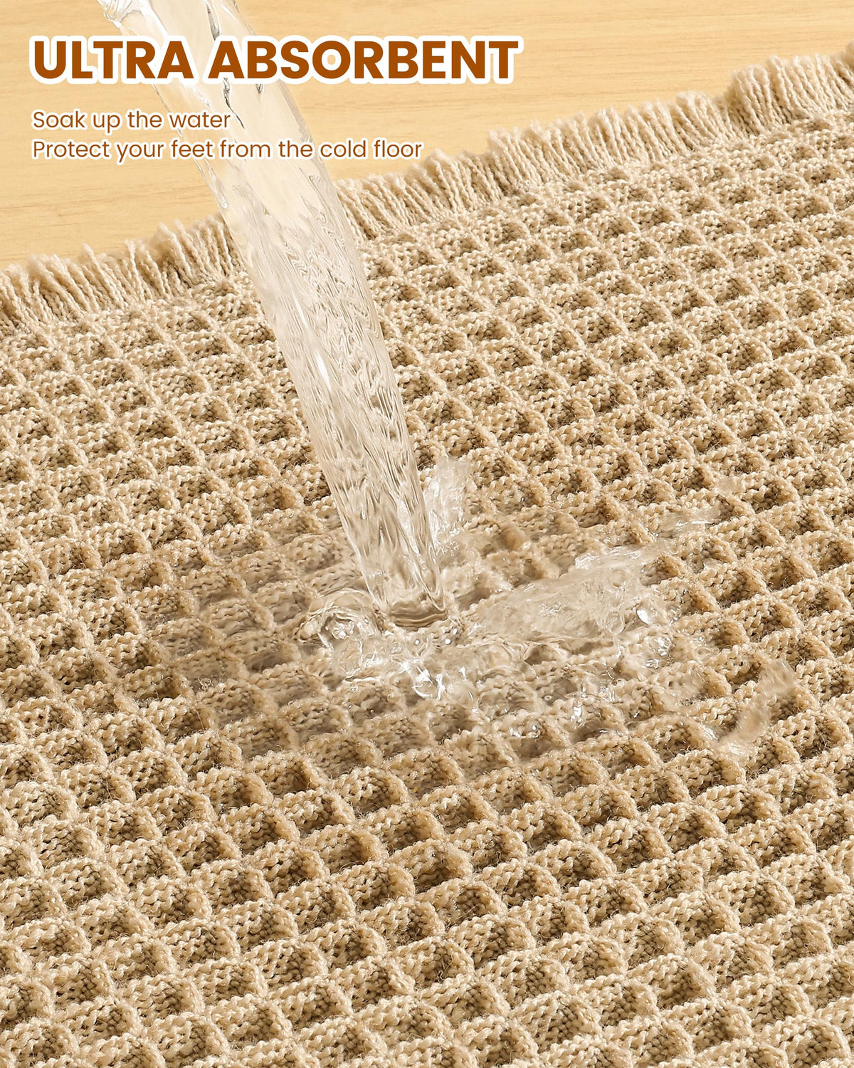 Smiry Waffle Bath Mat 30X20, Extra Soft Absorbent Bathroom Rugs, Brown | Non Slip Machine Washable Quick Dry Bath Rugs for Bathroom Floor, Tub, Shower, Home Decor Accessories