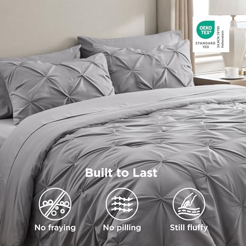 Bedsure 7-Piece Queen Bedding Comforter Set & Sheet Set, Grey Bed in a Bag