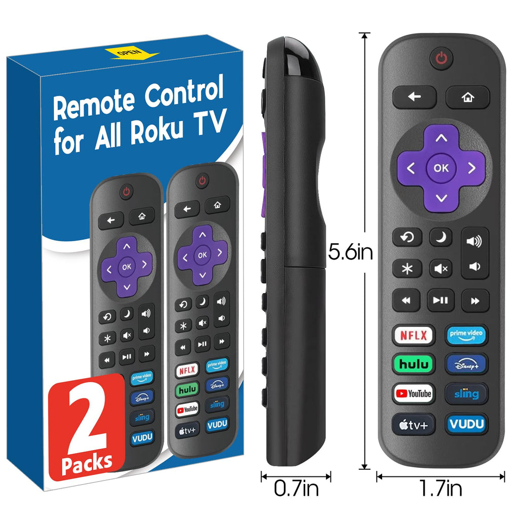 2 Pack Replacement Remote Control Only for Roku TV, Compatible for TCL Roku/Hisense Roku/Onn Roku/Sharp Roku/Philips Roku/Element Roku/Westinghouse Roku TVs (Not for Roku Stick, Box or Speaker)