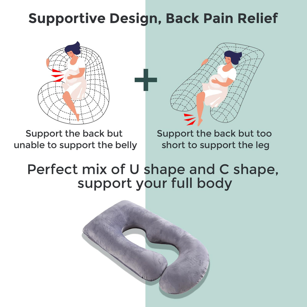 Momcozy Pregnancy Pillow for Sleeping - U Shaped Full Body Maternity Pillow | Removable Cover, Support for Back, Legs, Belly, Hips for Pregnant Women, Side Sleeper, Pregnancy Gifts & Essentials, 57 Inch