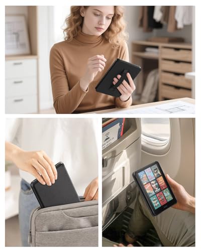 MoKo Case for 7" Kindle Paperwhite 12th Gen 2024 & Kindle Colorsoft, Black | for Signature Edition 2024, Lightweight Cover with Hand Strap, Auto Wake/Sleep