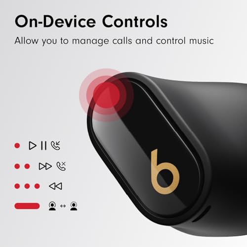 Beats Studio Buds + | True Wireless Noise Cancelling Earbuds, Enhanced Apple & Android Compatibility, Built-in Microphone, Sweat Resistant Bluetooth Headphones, Spatial Audio - Black/Gold